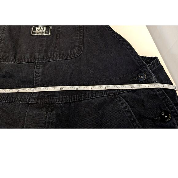 VANS Women's Medium Black Denim Overalls "Groundwork" Carpenter Bib Cotton - Picture 5 of 10